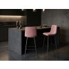 Designová barová židle POZZA VELVET růžová se sametovým potahem