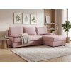 Rozkládací oboustranná sedací souprava do L VENORIA SLIM 200x143 cm pudrově růžová + 2 polštářky ZDARMA