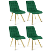 Moderní velvet jídelní židle CIEZA zelená se zlatými detaily