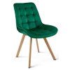 Elegantní jídelní židle SORIA VELVET zelená s dřevěnými nohami