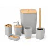 Koupelnový set NATUREO 6 ks, bambus/šedá – elegantní doplňky do moderní koupelny