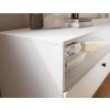 Elegantní bílý TV stolek DULLUM 200x58 cm se dvěma skříňkami