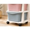 Úložný regál na kolečkách se zásuvkami TONES 97x36x36 cm, barevný s plastovými boxy