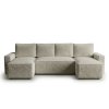 Designová sedací souprava do U SMART BOUCLE 303x143 cm šedobéžová bouclé