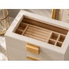 Šperkovnice ELEGANT CASE 25,1x21,5x15,3 cm z eko kůže, béžová se zlatými úchyty