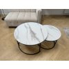 Designová sada 2 kulatých konferenčních stolků MARBLEX, černá/bílý mramor