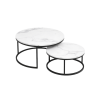 Sada 2 kulatých konferenčních stolků MARBLEX, černá/bílý mramor s elegantním designem