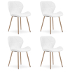 Designová jídelní židle MANGO z eko kůže, bílá s nohami v dekoru dřeva