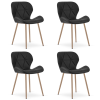 Designová jídelní židle MANGO z eko kůže, černá s nohami v dekoru dřeva