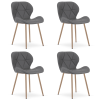 Designová jídelní židle MANGO z eko kůže, šedá s nohami v dekoru dřeva