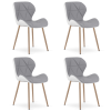 Designová jídelní židle MANGO z eko kůže, šedo-bílá s nohami v dekoru dřeva