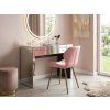 Stylová jídelní židle MANGO z eko kůže, růžová s dřevěnou podnoží