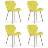 Designová jídelní židle MANGO VELVET, žlutá s nohami v dekoru dřeva