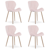 Designová jídelní židle MANGO VELVET, světle růžová s nohami v dekoru dřeva