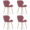 Designová jídelní židle MANGO VELVET, tmavě růžová s nohami v dekoru dřeva