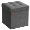 Skládací taburet s úložným prostorem COZY CUBE 30x30 cm, tmavě šedý, čalouněný sedací box s polstrovaným víkem