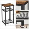 Designový odkládací stolek ZENVIRO 40 x 30 cm, hnědá/šedá s dřevěnou deskou