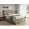 Čalouněná postel boxspring DIRELIS TRINITY 140x200 cm béžová s vysokým prošívaným čelem