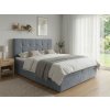 Čalouněná postel boxspring DIRELIS TRINITY 140x200 cm šedá s vysokým prošívaným čelem