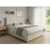 Čalouněná postel boxspring DIRELIS VIBE 160x200 cm krémová s vysokým prošívaným čelem