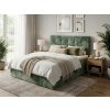 Moderní čalouněná postel boxspring DIRELIS VIBE 160x200 cm tmavě zelená s prošívaným čelem