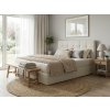 Elegantní čalouněná postel boxspring DIRELIS VIBE 180x200 cm krémová s čelem