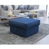 Čalouněný taburet SMART COSARO XL tmavě modrý 71x71 cm s úložným prostorem