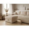 Čalouněný taburet SMART COSARO XL krémový 71x71 cm s úložným prostorem