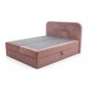 Stylová čalouněná postel boxspring FORENA 160x200 cm starorůžová s měkkým vysokým čelem