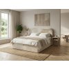 Čalouněná postel boxspring FORENA 160x200 cm krémová s měkkým polstrovaným čelem
