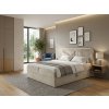 Moderní čalouněná postel boxspring FORENA 160x200 cm krémová s luxusním vzhledem