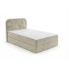 Stylová čalouněná postel boxspring FORENA 90x200 cm krémová s čalouněným čelem