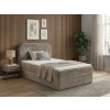 Čalouněná postel boxspring FORENA 90x200 cm béžová s vysokým zaobleným čelem