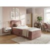 Komfortní čalouněná postel boxspring FORENA 90x200 cm starorůžová v minimalistickém designu