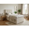Stylová čalouněná postel boxspring DIRELIS VIBE 90x200 cm krémová s dekorativním prošíváním